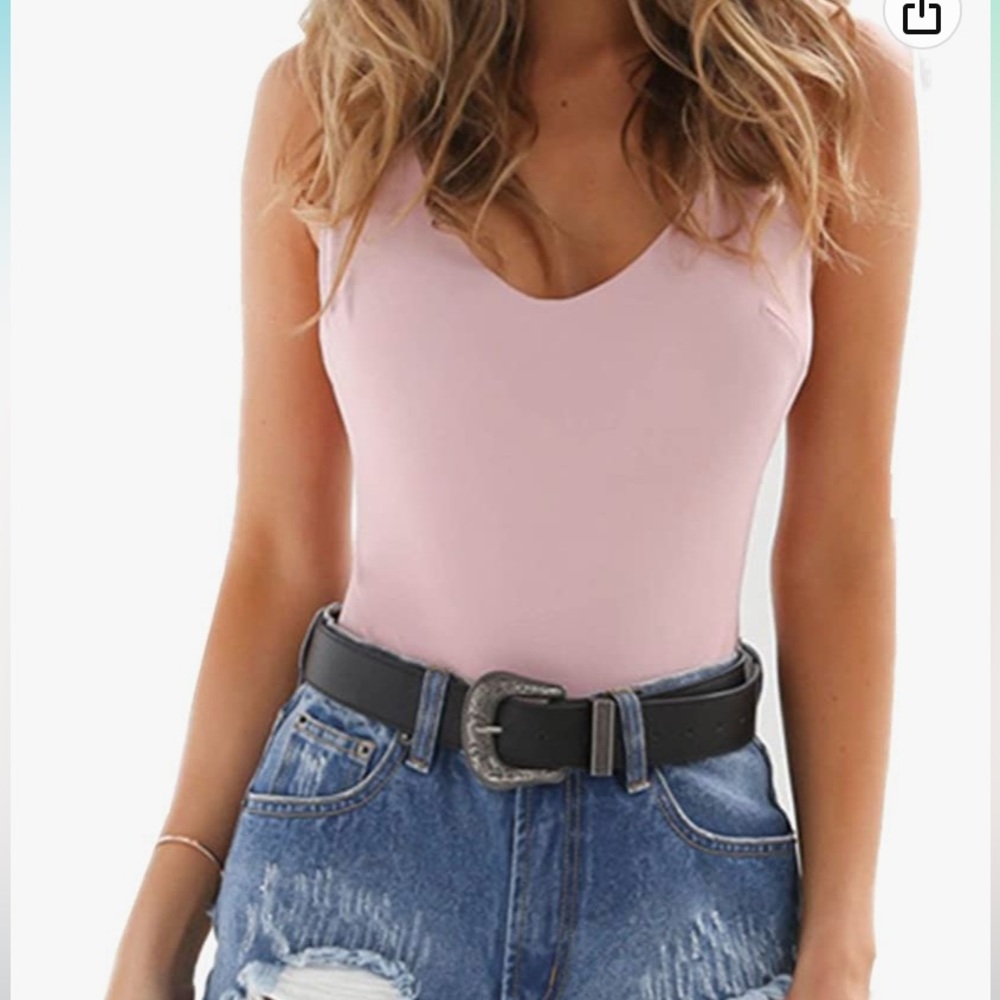 Sexy open back pink bodysuit